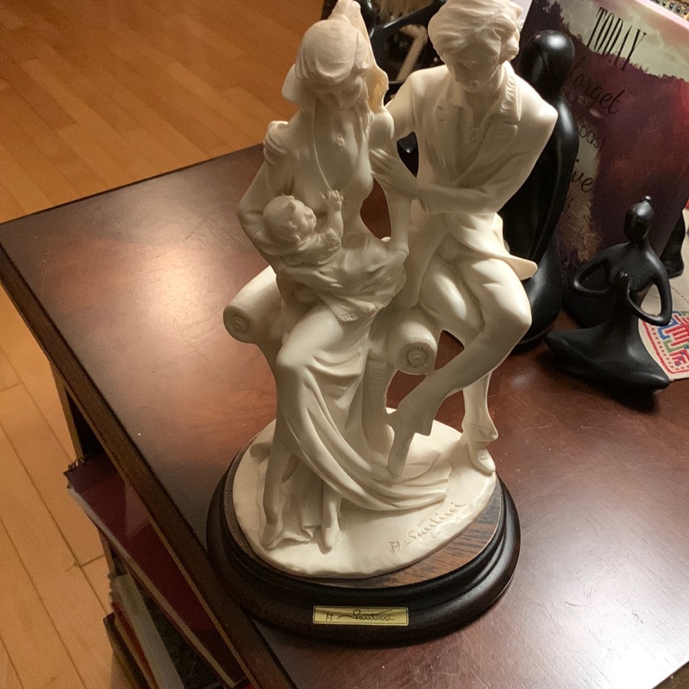 A. Santini Sculpture from Italy Couple With Girl